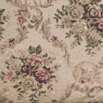 Vector illustration of beige fabric with floral pattern. Furniture jacquard fabric with flowers in geometric style.
