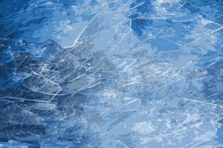 Ilustración de Realistic vector illustration of an icy river surface. Texture of ice covered with snow. Winter background. - Imagen libre de derechos