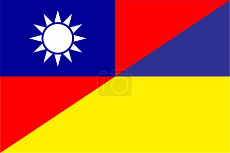 Téléchargez les illustrations : Drapeaux de l'Ukraine et de Taiwan, deux illustrations de drapeau symbolisent la relation ou l'opposition. - en licence libre de droit