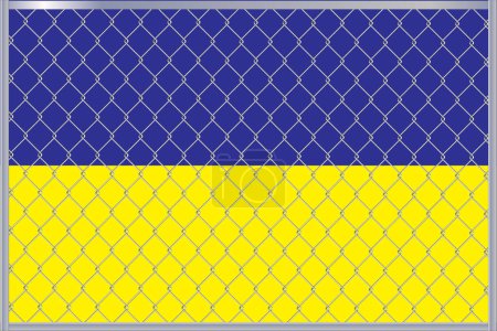 Ilustración vectorial de Ucrania Bandera bajo celosía. El concepto de aislacionismo.