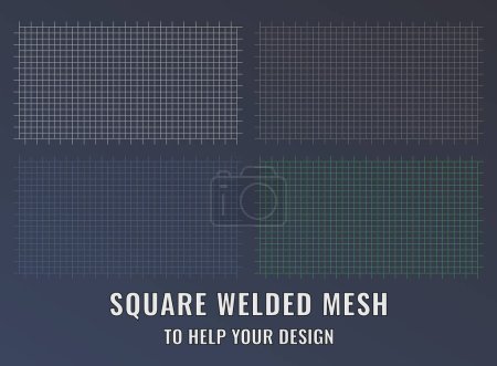 Welded steel mesh, metal SQUARE WELDED . Vector realistic lattice made of iron rods for construction.
