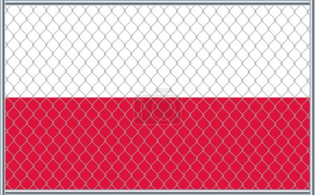 Vector illustration of Poland flag under lattice. The concept of isolationism. No war.