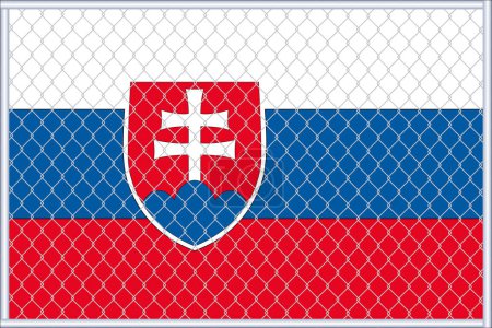 Vector illustration of Slovakia flag under lattice. The concept of isolationism. No war.