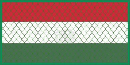 Illustration vectorielle du drapeau de Hongrie sous le treillis. Le concept d'isolationnisme. Pas de guerre.