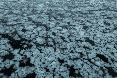 Vector illustration of an icy river surface. Texture of ice and water fragments. Winter background.