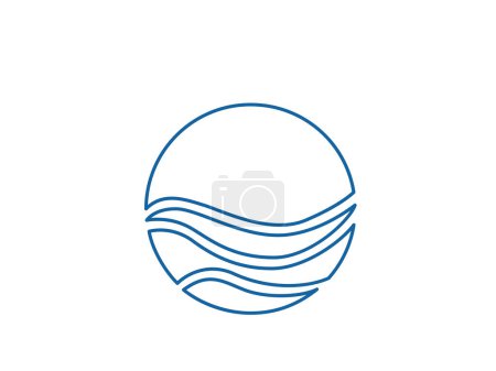 Téléchargez les illustrations : Vague logo fond vectoriel. Modèle d'icône d'eau. Mer abstraite, débordements océaniques. Concept liquide bleu nature. - en licence libre de droit