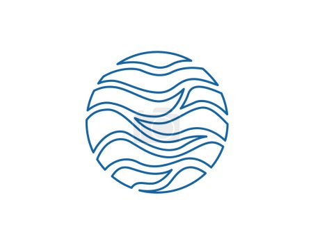 Téléchargez les illustrations : Vague logo fond vectoriel. Modèle d'icône d'eau. Mer abstraite, débordements océaniques. Concept liquide bleu nature. - en licence libre de droit