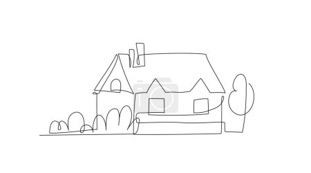 Illustration for House in continuous line art drawing style vector illustration. Residential building concept for logo, symbol, construction. Isolated on white background. - Royalty Free Image