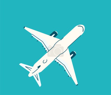 Illustration for Airplane top view vector illustration background. Plane in simple modern style. Isolated. - Royalty Free Image