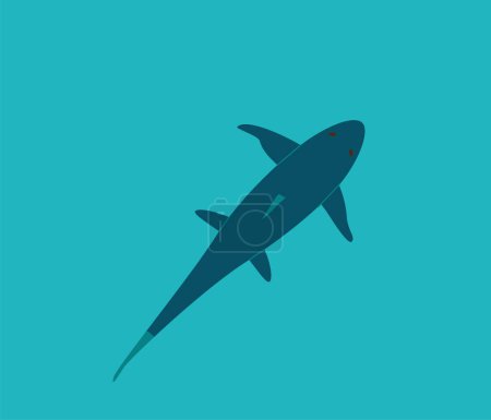 Téléchargez les illustrations : Requin nager dans l'eau, vue de dessus. Illustration vectorielle. - en licence libre de droit