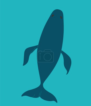 Ilustración de Ilustración de vector de vista superior de ballena en estilo moderno plano simple. - Imagen libre de derechos