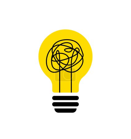 Illustration for Light bulb, creative logo vector illustration. Mix electric lamp and chaos line. Isolated on white background. - Royalty Free Image