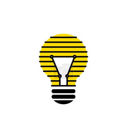 Téléchargez les illustrations : Ampoule, illustration vectorielle de logo créatif. Mélanger la lampe électrique et la puissance de ligne. Isolé sur fond blanc. - en licence libre de droit