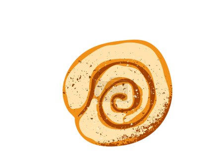 Illustration for Cinnamon rolls or cinnabon vector illustration. Homemade sweet traditional dessert bun with white cream sauce isolated on white background. Top view. - Royalty Free Image