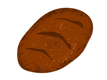 Illustration for Rye bread loaf isolated on a white background. Vector illustration. Top view. - Royalty Free Image