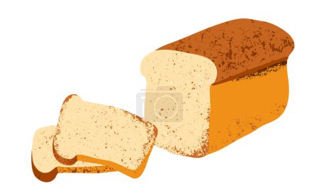 Téléchargez les illustrations : Illustration vectorielle de tranches de pain grillé isolée sur fond blanc. Vue du dessus. - en licence libre de droit