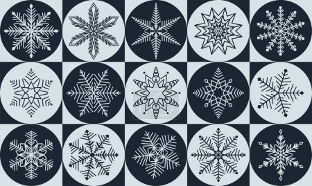 Illustration for Winter snowflake vector illustration in modern minimalist geometric style. Abstract snow element for banner, poster, social media, promotion. - Royalty Free Image