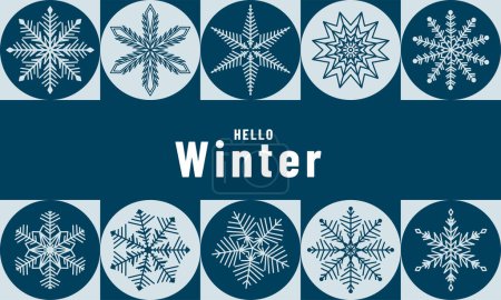 Téléchargez les illustrations : Fond vectoriel hiver flocon de neige dans un style d'art géométrique minimaliste simple pour bannière, affiche, médias sociaux, promotion. - en licence libre de droit