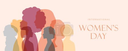 Illustration for Woman silhouette isolated vector illustration. Modern feminist concept background for international womens day, month, 8 march. Women different nation design for equality, unity, rights, feminism. - Royalty Free Image