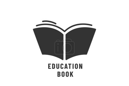 Ilustración de Libro de educación logo vector diseño ilustración. Concepto de marca de negocio abstracto con libro simple, signo de texto. Aislado sobre fondo blanco. - Imagen libre de derechos