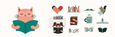 Illustration for Book vector design illustration. Abstract color business brand concept with book shape for school, library, education, learning, study. Literature in simple minimal modern style. - Royalty Free Image