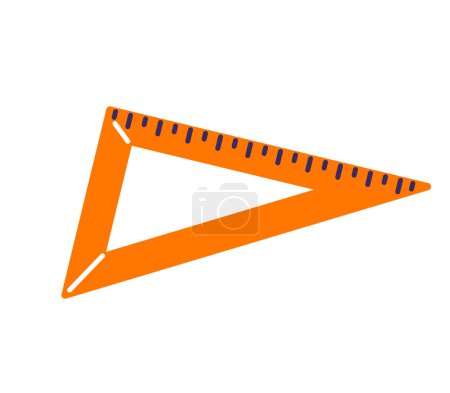 Illustration for Orange triangle ruler plastic classic vector illustration isolated on white background. - Royalty Free Image