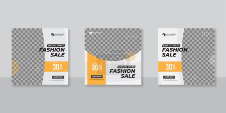 Illustration for Fashion sale promotion social media square post templates design - Royalty Free Image