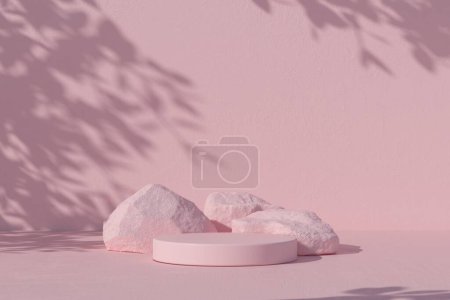abstract Pink color geometric Stone and Rock shape background, showcase for product 3d render.