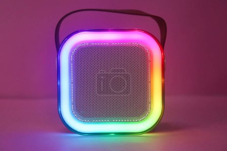 Colorful RGB LED Bluetooth Speaker On The Pink Background