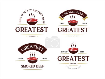 Conjunto de diseño del logotipo de Smoked Beef