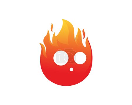 Ilustración de Lindo carácter de llama de fuego con expresión abstracta. Diseño simple de la mascota - Imagen libre de derechos