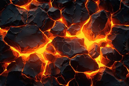 Photo for Abstract Volcanic Background: 3D Rendered Cooled Basaltic Lava. A Captivating Display of Nature's Power - Royalty Free Image