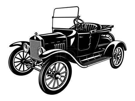 Voiture Vintage Rétro Cabriolet des années 20. Silhouette vectorielle isolée sur blanc.