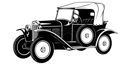 Ilustración de Vintage Retro Car. Silueta vectorial aislada en blanco. - Imagen libre de derechos