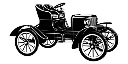 Ilustración de Cabriolet de coche retro vintage temprano. Silueta vectorial aislada en blanco. - Imagen libre de derechos