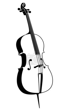 Illustration for Double Bass. Music instrument icon. Outline vector clipart isolated on white. - Royalty Free Image