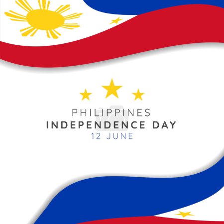 Illustration for Happy philippines independence day on june 12th, greeting card design, poster design, philippines independence day holiday - Royalty Free Image