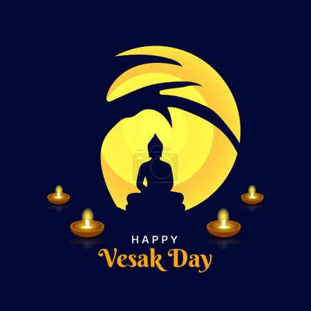 Téléchargez les illustrations : Happy vesak day, carte de voeux et poster design pour vesak day. Vesak Day est un jour saint pour les bouddhistes. - en licence libre de droit