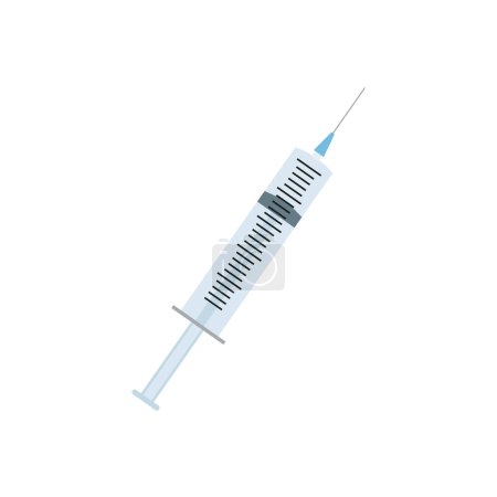Icon medical syringe in flat style, design icon on white background. Isolated vector illustration