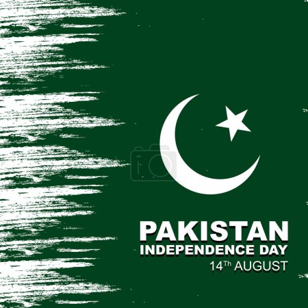 Ilustración de Día de la independencia de Pakistán. El Día de la Independencia de Pakistán se celebra cada año el 14 de agosto. Diseño del cartel del saludo. Ilustración vectorial - Imagen libre de derechos