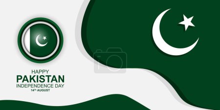 Téléchargez les illustrations : Jour de l'indépendance du Pakistan. Le Jour de l'indépendance du Pakistan est célébré chaque année le 14 août. Salutation affiche conception de bannière. Illustration vectorielle - en licence libre de droit