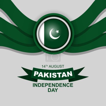 Ilustración de Día de la independencia de Pakistán. El Día de la Independencia de Pakistán se celebra cada año el 14 de agosto. Diseño del cartel del saludo. Ilustración vectorial - Imagen libre de derechos