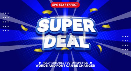 Ilustración de Super ofertas 3D editable efecto de estilo de texto adecuado para la promoción de productos y banners publicitarios. - Imagen libre de derechos
