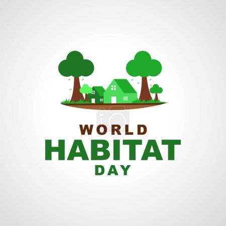 Téléchargez les illustrations : Illustration vectorielle de la Journée mondiale de l'habitat. Convient pour carte de vœux, affiche et bannière. - en licence libre de droit