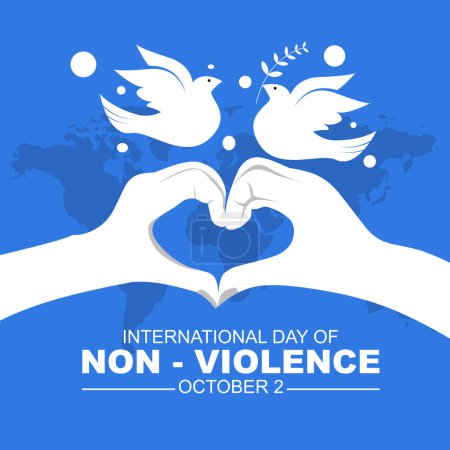 Téléchargez les illustrations : Illustration vectorielle de la Journée internationale de la non-violence célébrée chaque année le 2 octobre. - en licence libre de droit