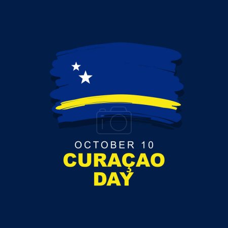 Illustration for Curacao day is celebrated every year on 10 october, design with curacao flag. Vector illustration - Royalty Free Image