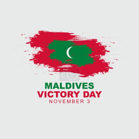 Ilustración de Maldivas día de la victoria se celebra el 3 de noviembre, póster de diseño con la bandera de las Maldivas. Ilustración vectorial - Imagen libre de derechos