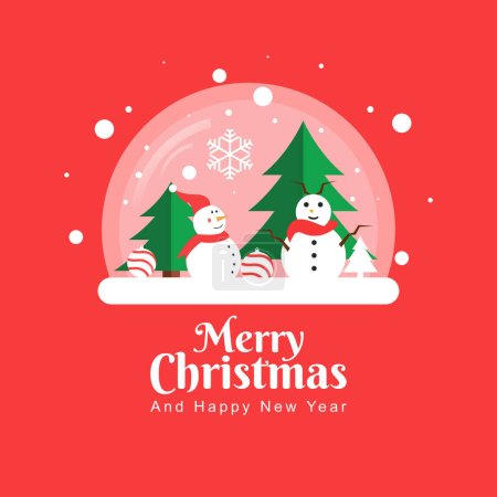 Illustration for Merry Christmas and New Year greeting card poster design in a minimalist flat style. Vector illustration - Royalty Free Image