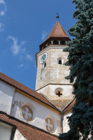 Photo for View of the bell tower of historical Church-fortress in the city of Prejmer. Transylvania. Romania - Royalty Free Image