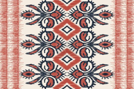 Illustration for Ikat floral paisley embroidery on white background.geometric ethnic oriental pattern traditional.Aztec style abstract vector illustration.design for texture,fabric,clothing,wrapping,decoration,scarf. - Royalty Free Image